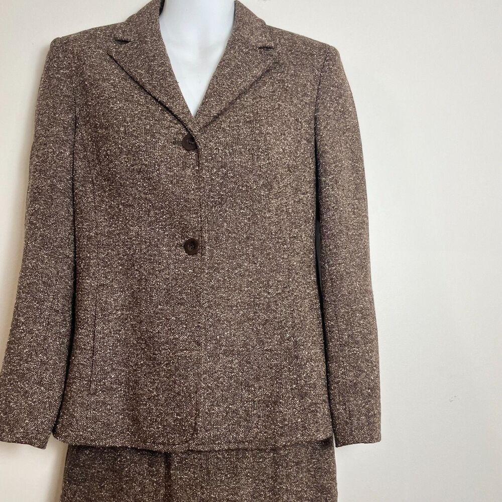 Casual Corner Annex‎ Petite Suit Set Multi Brown Tweed Skirt 0P & Blazer 4P
